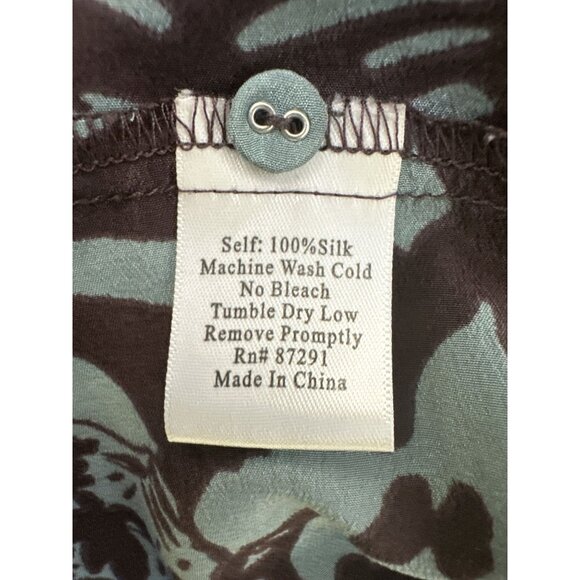 Johnny Was Purple & Mint Silk Floral Print Boho Dress w/Tie Neck  Size S - Picture 12 of 12